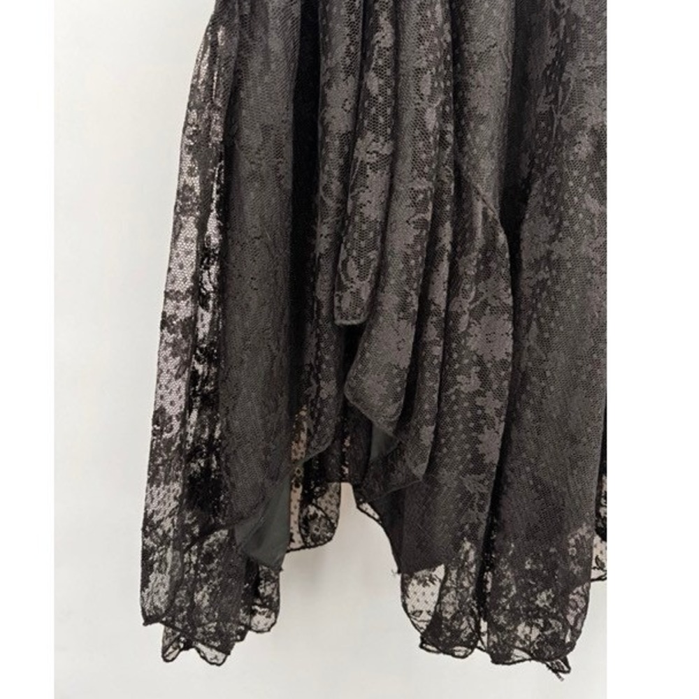 Cider Black Floral Lace Asymmetrical Midi Skirt 1XL Gothic Whimsigoth Victorian - Picture 4 of 7
